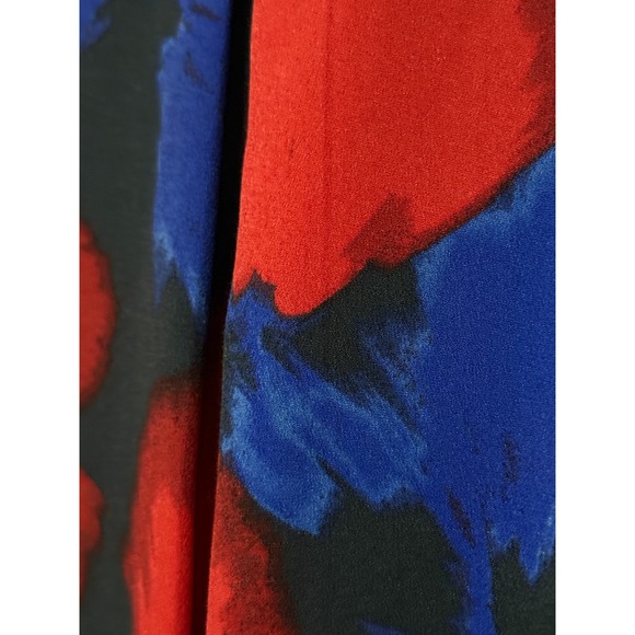 Banana Republic Dress Womens Size 8 PETITE Red Blue Flowers Long Sleeve 8P - Picture 12 of 13